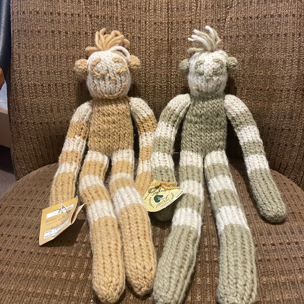 Pair of 100%sheep’s wool handmade monkey